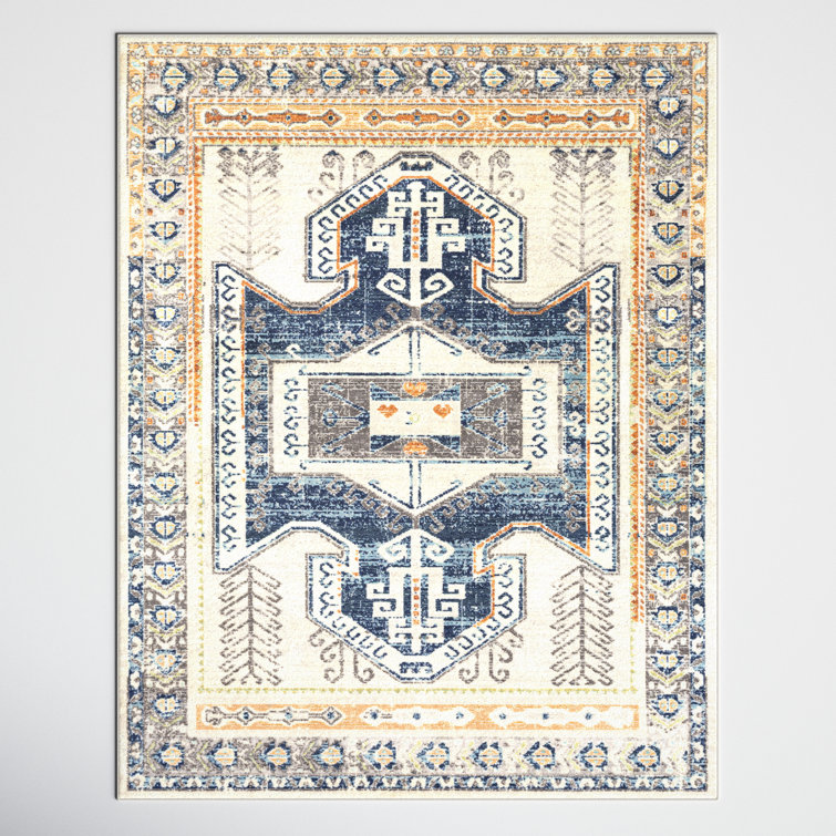 Joss & Main Macy Oriental Dark Blue/Ivory Area Rug & Reviews Wayfair